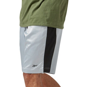 Reebok Men Regular Fit Mesh Panel Satin Basketball Shorts Silver/Black Size XL